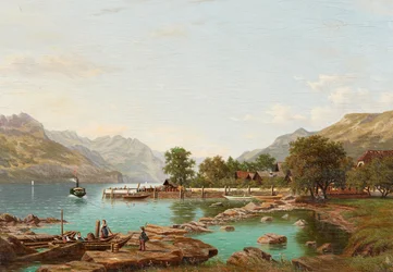 Paysage avec montagnes au lac Majeur