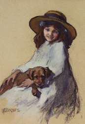 Jeune Fille avec son Chiot