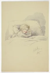 Enfant endormi (recto), et Pêcheurs sur le quai (verso)