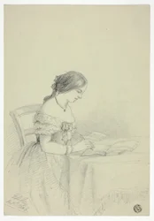 Femme peignant à l
