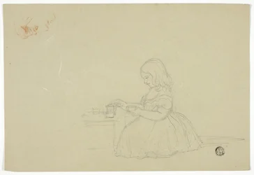 Jeune fille versant du thé et croquis de profil (recto), et croquis de rue de ville italienne (verso)
