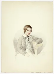 Jeune homme appuyé sur une chaise