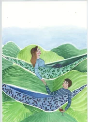 Hanging Out, 2018 (aquarelle et collage)