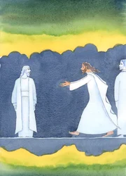 Après la mort du Christ, Il a dépassé de nombreux saints dans le monde souterrain pour saluer Abraham, qui a obéi à l