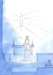 Le Christ est apparu, haut dans le sanctuaire, et a envoyé sa Mère pour me donner une bonne nouvelle. 