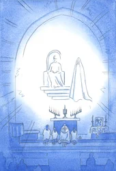 Le Christ est intronisé au-dessus de nous, dans la gloire, lors de notre Neuvaine et Bénédiction, qui est comme une fête céleste. Notre mère Marie se tient joyeusement à proximité