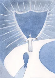 Le Christ est notre guide, qui à la fois nous protège actuellement de la lumière éblouissante du Ciel et nous prépare à la gloire, 2000