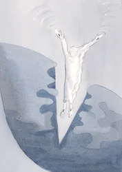 Christ saute amoureusement dans les sombres profondeurs de nos cœurs
