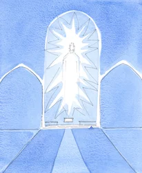 Le Christ notre Dieu est sacramentellement présent dans toute sa gloire dans le tabernacle, 2005 (aquarelle sur papier)