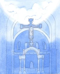 Bien au-dessus de nous, dans les hauteurs du ciel, vit le Père, que nous louons dans la messe, par le Christ son Fils, 2005 (aquarelle sur papier)