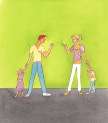 Dieu notre Père ne veut pas voir les familles détruites. Il ne veut pas voir de violence entre époux, ni de désertion, 2005 (aquarelle sur papier)