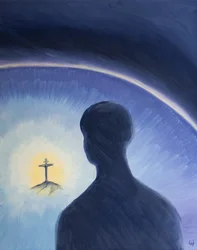 Dieu le Père regarde avec amour et admiration alors que le Christ souffrait volontairement pour accomplir Son plan de sauver les pécheurs