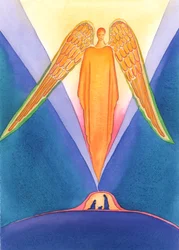 Jésus-Christ est venu partager notre vie sur terre, dans sa Nativité, pour que nous puissions aller au Paradis, 2005 (aquarelle sur papier)