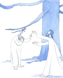 Jésus serait le premier à aider un ami dans le besoin, 2005 (aquarelle sur papier)