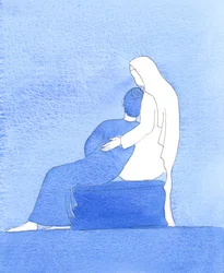 Tout comme je me suis reposé dans les bras de la Vierge à la maison, dans la prière, Jésus, enfant, s