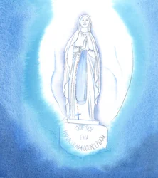 Marie, la Vierge Immaculée Mère du Christ, a une pureté extraordinaire ; et nous, qui ne sommes pas aussi purs, devons faire pénitence pour nos péchés, ainsi que prier pour obtenir aide et pardon, 2005 (aquarelle sur papier)