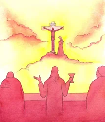 La nuit avant sa mort, Jésus a institué la Sainte Eucharistie, lors de la Dernière Cène