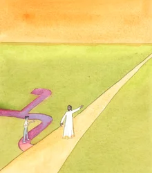 Certaines personnes souhaitent une amitié intime avec le Christ, mais refusent de respecter ses commandements, 2005 (aquarelle sur papier)