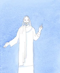 Saint Pierre parle du Christ avec ferveur, joie et conviction, 2004 (aquarelle sur papier)