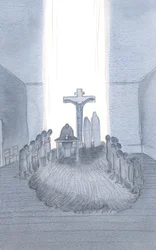 Quand nous assistons et offrons le seul et unique sacrifice impressionnant, nous trouvons le Calvaire, ici à l