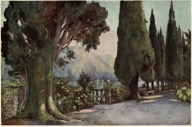 Avenue des Cyprès, Villa del Pizzo, Lac de Côme, Illustration de 