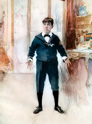 Weedon Grossmith dans Le Nouveau Garçon, vers 1902