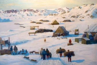 Village inuit en hiver
