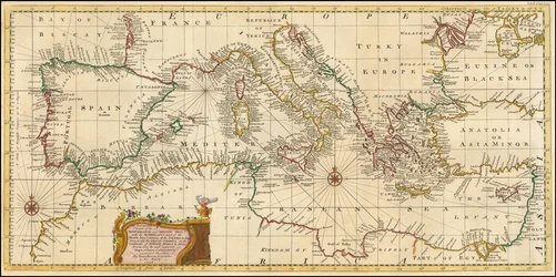 Carte de 1748 - Carte précise de la Méditerranée et de l