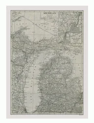 Carte du Michigan, USA, vers 1900