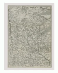 Carte du Minnesota, USA, vers 1900