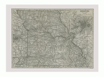 Carte du Missouri, USA, vers 1900