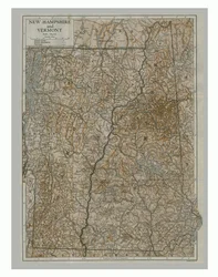 Carte du New Hampshire et du Vermont, USA, vers 1900
