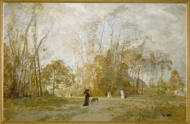 Aus dem Prater - Des jardins du Prater ... (huile sur bois)
