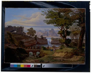 Paysage italianisant avec le Triomphe de Silène