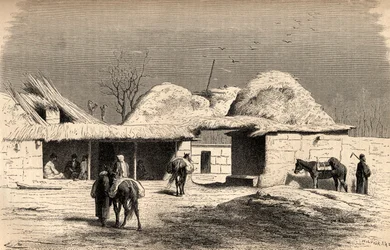 Un caravansérail à Tachkent, Ouzbékistan, illustration de 