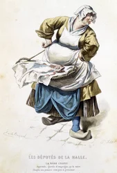 La mère Chaplu dans "Les députés de la Halle" - dans "Oeuvres complètes de Beaumarchais", dessins par Emile Bayard, éd. Laplace Sanchez & cie, Paris