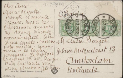 Carte postale à Andries Bonger
