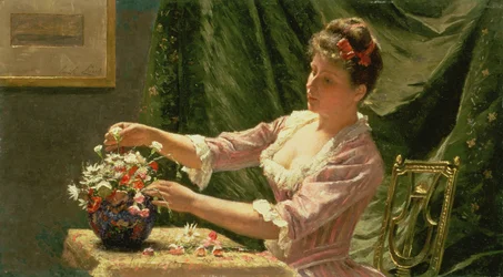 Jeune Femme Arrangeant des Fleurs