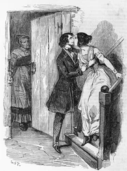 Illustration pour Eugénie Grandet, roman de Honoré de Balzac (1799-1850) de la collection intitulée La Comédie Humaine, gravure par Emile Deschamps (1822-1893)