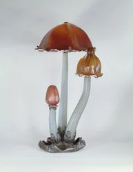 "Les Copin" lampe de table en fer forgé monté, verre triple couche par Galle