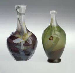 Marqueterie sur verre et vase gravé c.1900