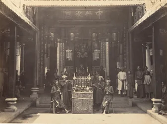Cérémonie religieuse dans la Pagode Chinoise de Cholen, Saïgon, Cochinchine, 1866