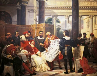 Le Pape Jules II ordonnant à Bramante, Michel-Ange et Raphaël de construire le Vatican et Saint-Pierre