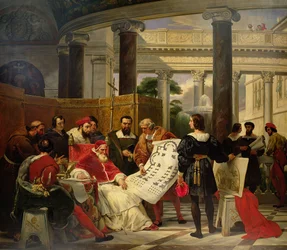 Le Pape Jules II ordonnant à Bramante, Michel-Ange et Raphaël de construire le Vatican et Saint-Pierre, 1827