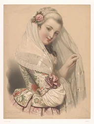 Jeune femme voilée avec une rose dans les cheveux