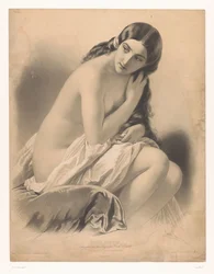 Femme nue assise regardant une guêpe - La guêpe - Études choisies d
