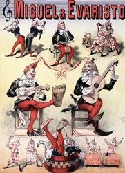 Les clowns Miguel & Evaristo - Affiche par Lévy, fin du 19e siècle