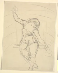 Artiste féminine assise sur un trapèze