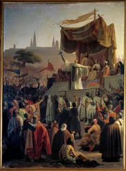 Saint Bernard de Clairvaux prêchant la deuxième croisade en présence du roi Louis VII, de la reine Aliénor d