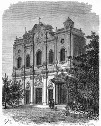 Vue de la façade de la cathédrale de Nantang